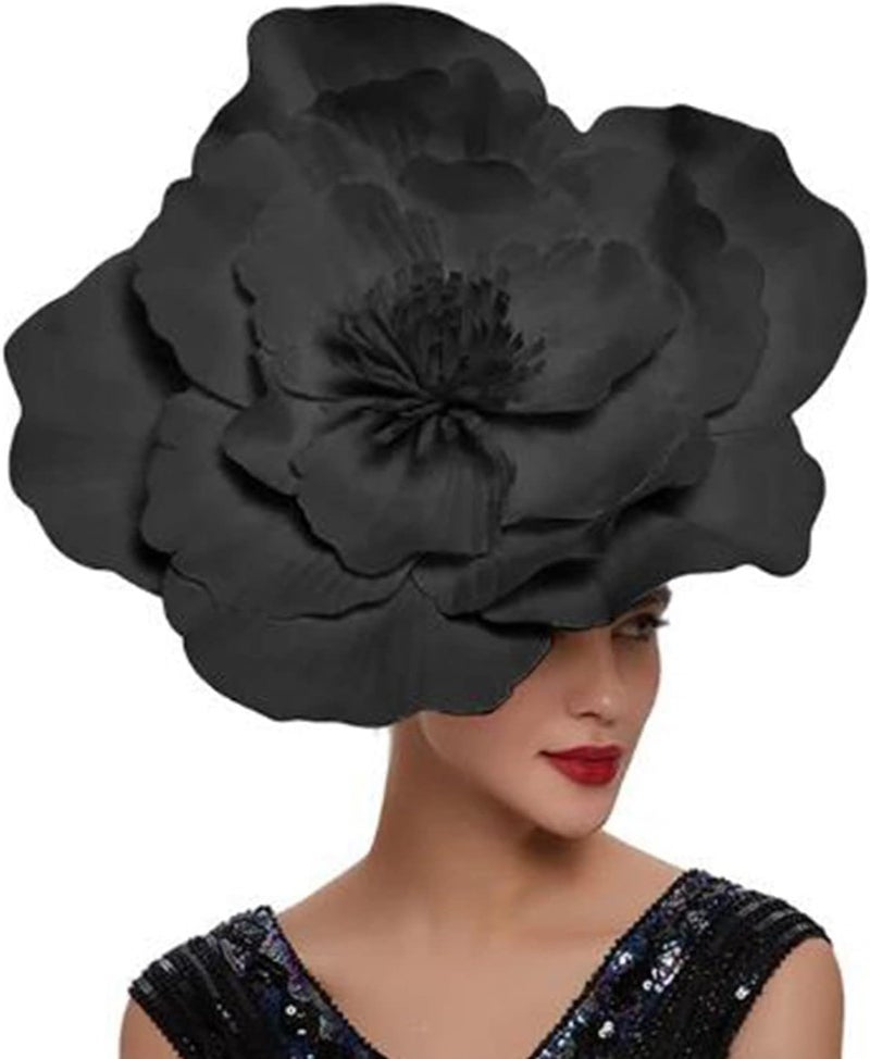 LDFWAY Large Flower Fascinators for Girls Women Tea Party Cocktail Headwear Derby Hats with Headband and Clip for Wedding - Image 1